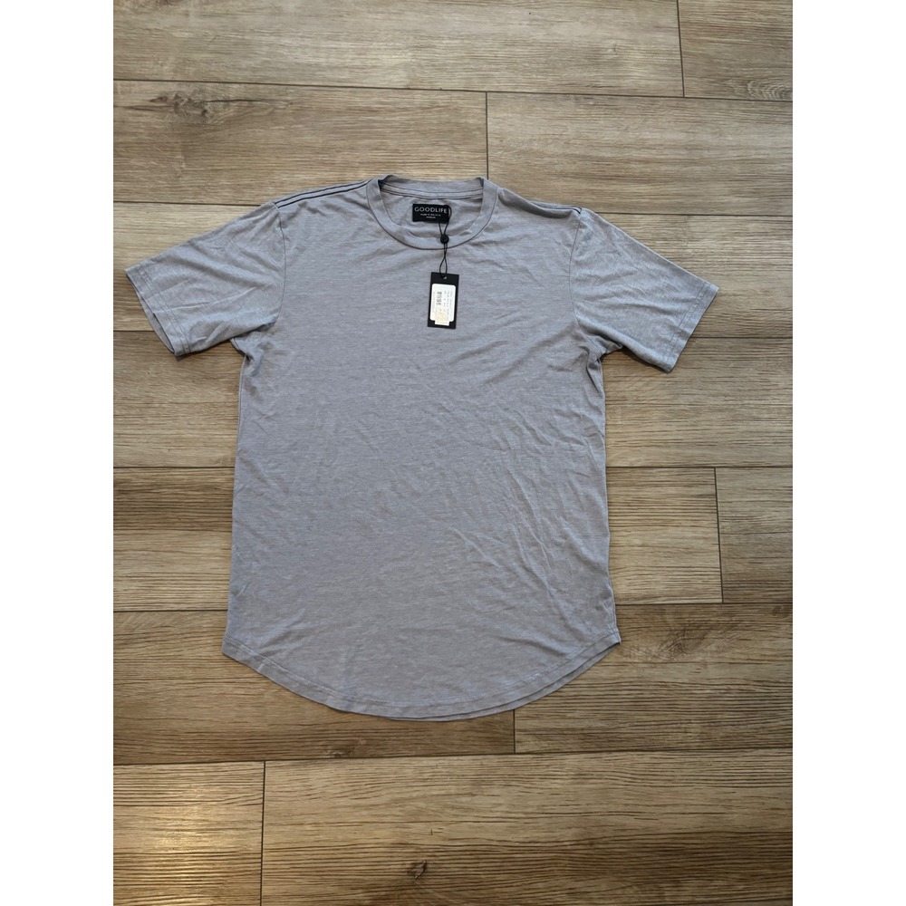 Goodlife Mens Scallop Crew Neck T-Shirt Grey Heather GL516CS Medium NWT USA